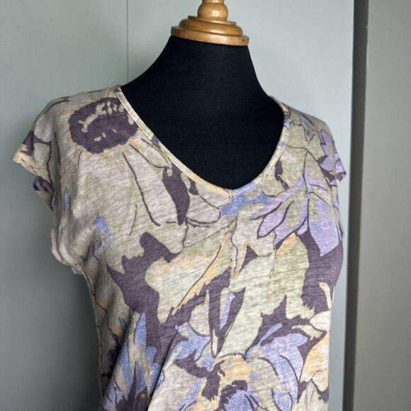 C&C California Linen Blouse XS Colorful Abstract Print Dolman Pullover Top - Picture 2 of 6